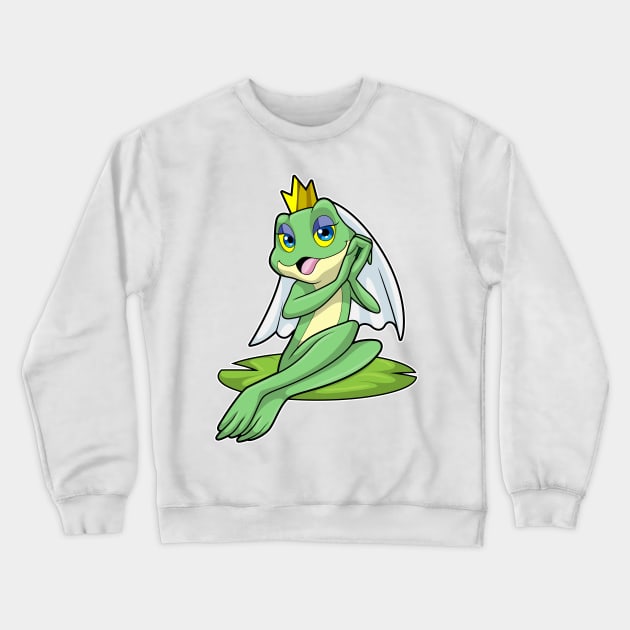 Frog as Bride at Wedding with Crown Crewneck Sweatshirt by Markus Schnabel